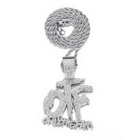 Madingas Hip Hop Vyriškas Kristalinis Otf Raidžių Pakabukas Karoliai 13mm Blizgantis Cirkonio Kubietiška Grandinėlė Ledo Pakabukai Roko Papuošalai Dovana 20inch 4mm white