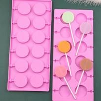 5cm Didelės apvalios silikoninės ledinukų formelės Šokoladinių saldainių Pop Fondanto formelė Cukraus Lolly Torto SausainiųKepimo forma 8 skylutės su pagaliukais