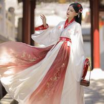 Moteriški kinų hanfu šokių drabužiai moteriški kostiumai suaugusiems Elegantiškas kinų šokių sijonas su išsiuvinėtu juosmeniu S raudona