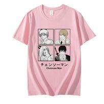 Madingi grandininiai pjūklai Man Makima marškinėliai Vyriški grafiniai marškinėliai trumpomis rankovėmis Anime Manga Denji marškinėliai Cool Tee Tops Gatvės apranga XS rožinė