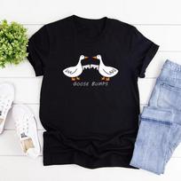 Žąsies oda Marškinėliai Juokingi Žąsies Marškinėliai Moteriški Trumpomis Rankovėmis Marškinėliai Anties Mėgėjo Marškinėliai Streetwear Moteriški Drabužiai Vintage Drabužiai S juoda