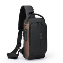Vyriška apsaugos nuo vagystės krūtinės rankinė su USB įkrovimo prievadu - Stilinga motociklinė laisvalaikio sportinė crossbody One size auksas