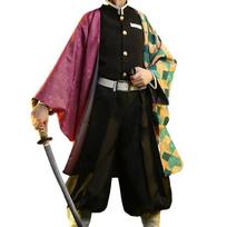 Anime Demon Slayer Tomioka Giyuu Cosplay kostiumai Kimetsu No Yaiba Kimono Apsiaustas Vyras Kailis Pamušalas Kelnės Perukas Helovino kostiumai L-(Costume+Wig)