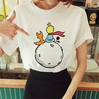 Naujiena Mažasis princas Spausdiniai Marškinėliai Apvalia Kaklo trumpomis Rankovėmis T-shirt Moteriški Harajuku Moteriški Marškinėliai Laisvalaikio T-shirt Moterims S