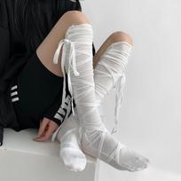Punk stiliaus moteriškos blauzdos kaklaraištis kojinės kojinės Baleto dirželiai plonos kojinės Lolita Gothic Cosplay kojinės balta