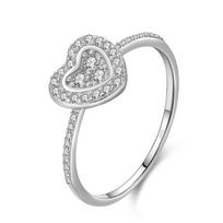 Silver Classic Hearts Ring Solid 925 Sterling Silver Dazzling Zircon Charm Finger Rings For Women Wedding Fine Jewelry 5