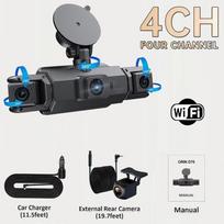 Car Dash Cam 4 kanalų juoda dėžė su WIFI FHD 1080P priekine vairavimo kamera, kaire dešine galine naktinio matymo kilpa, įrašanti automobilio priedus 4Ch DVR 0G