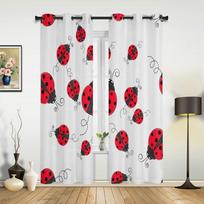 Raudonas Boružėlės Modernūs Salės Užuolaidos Svetainei Virtuvei Berniuko Mergaitės Miegamajam Ilga Užuolaida Langams Cortinas Namų Dekoras 135W x 60H(cm) x1