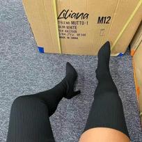 Moteriški aukšti batai Rudens Žiemos Virš kelių Batai Aukštos kokybės Tamprios kojinės Batai Vakarėliui Seksualūs 9 cm Kulnas Moteriški batai Botas Mujer 36