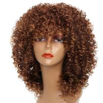 MISS PERUKAS Afro moterų madinga trumpo ilgio ombre ruda blondinė garbanotas perukas Sintetinis pluoštas garbanotas perukas moterims ruda