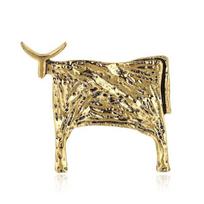 Retro Zodiako Jautis Sagė Mada Asmenybė Metalas Gyvūnas Korsažas Drabužių Segtukas auksas