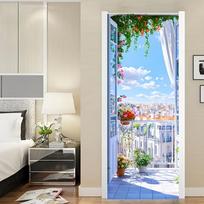 Balkono ir Sodo Lipnūs Durų Tapetai 3D PVC Namų Dekoro Lipdukas Paplūdimio Saulės Peizažo Plakatas Muralas Sienų Lipdukas deursticker 40x120cm
