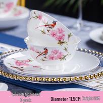 Jingdezhen persikų žiedų kaulinio porceliano stalo indų rinkinys