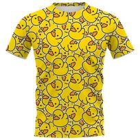 Animacinis geltonas ančiukas T-shirt 3D spausdinimas Madingi kasdieniai vyriški ir moteriški marškinėliai Apvalus kaklas Trumpomis rankovėmis Šaunūs gatvės stiliaus didelio dydžio viršutiniai drabužiai M