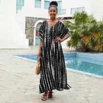Bohemian Beach Kaftan Suknelės Moterims Tie Dažai Vasarinis Maxi Chalatas Vasarinis maudymosi kostiumėlis Uždangalai Šventiniai maudymosi kostiumėliai Gamyklos tiekimas Didelis išpardavimas One Size smėlis