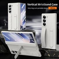 Apyrankės laikiklio lanksto telefono dėklas Samsung Galaxy Z Fold 7 6 5 4 3 su rašiklio lizdu ir S Pen ekrano apsaugine plėvele, apsauginiu dangteliu Samsung W25 balta