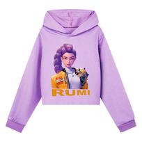 Vaikiški Mergaičių Anime Animacinis POP Dainininkė Superžvaigždė Rumi Mira Zoey Spausdintas Kasdienis Ilgomis Rankovėmis Džemperis su Gobtuvu 110Cm violetinė