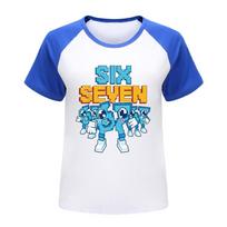 5195 Kids Boys Girls Steal a Brainrot 67 Six Seven Print Raglan Short Sleeves T-Shirt 100cm mėlyna