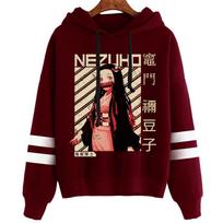 Anime Demon Slayer Hoodie Kamado Tanjirou Kamado Nezuko marginti gobtuvai su gobtuvu Megztiniai su gobtuvu Viršutiniai megztiniai XS