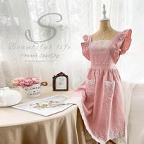 Moteriška prijuostė Medvilnė Lininė prijuostės Suknelė Sodas Kavinė Virtuvė Maisto gaminimas Floristas Rūmai Stilius Vintažinė madinga suknelė Prijuostė rožinė