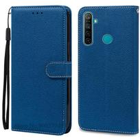 Dėklas Realme C3, galinis dangtelis, atverčiamas piniginės tipo telefono dėklas OPPO Realme C3 RMX2020 C 3 RealmeC3 odinis dangtelis Coque Fundas For Realme C3 tamsiai mėlyna spalva