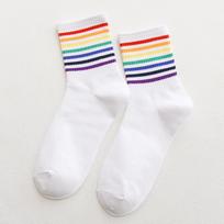Instime Unisex Dryžuotos Vidutinio Ilgio Kojinės Vyrams Harajuku Spalvingos Juokingos Kojinės Vyrams 1 Pora Kawaii Vaivorykštės Spalvos Dydis 35-42