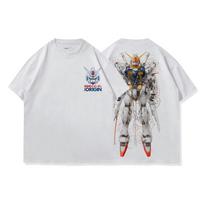 Japoniškas anime Gundam marškinėlis, mechaninės anatomijos schema, sunki gryna medvilnė, laisvas, vyriškas ir moteriškas gatvės drabužis S