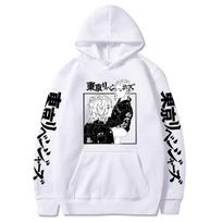 Anime figūrėlė Tokijo Revengers Hoodies Juokingi marginti megztiniai ilgomis rankovėmis vyrams Moteriški sportiniai drabužiai Hip Hop Sudadera drabužiai su gobtuvais XS balta
