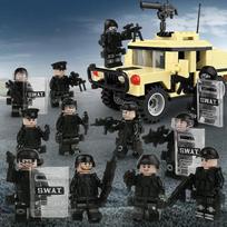 Swat rinkinys policijos automobilio mažų dalelių vaikiškų statybinių kaladėlių Kalėdų dovana