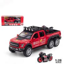 1/28 Scale F150 Raptor liejamas metalinis žaislinis automobilis, pikapai su garsu ir šviesa 3 metų ir vyresniems vaikams Red Bull-20x7.8x7.5cm raudona
