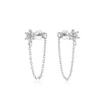 ANDYWEN 925 Sterling Silver Gold Midnight Chain Stud Earring Wedding Flower Piercing Pendiente Luxury Jewelry M