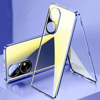 360 dvigubo stiklo korpuso magnetinės adsorbcijos dėklas, skirtas „Huawei Pura 70 P60 50 40 Pro Honor 80 70 Mate 60 50 40 Pro Full Lens Protector“ telefono dangtelis For Huawei Pura 70 mėlyna