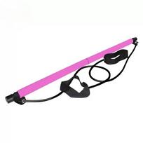 Portable Yoga Pilates Bar Stick with Resistance Band Home Gym Muscle Toning Bar Fitness Stretching  Resistance Bands Set Workout rožinė