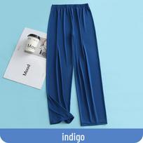 Vyriškos šilkinės 9 taškų skysto ledo šilko pižamos kelnės – vėsios ir elastingos 5XL indigo