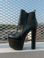 16CM Storio Aukšto Kulno Batai Moteriški Platforminiai Elastingos Juostos Šoniniu Užtrauktuku Chelsea Batai Juodi Auliukiniai Batai Zapatos Para Mujeres 35