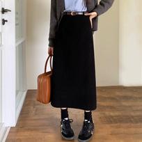 Corduroy A-line Skirt for Women High-waisted Straight Mid-length Skirt Slim Fit Casual Vintage Clothing Autumn Winter S juoda