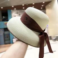 Retro prancūziškas Hepburn stiliaus moteriškas šiaudinis skrybėliukas su šilkine juostele Adjustable