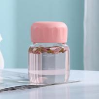 Mini stiklinis vandens buteliukas 300ml Mini kavos sulčių pieno arbatos puodeliai su skale Nešiojami vaikams Daugkartinio naudojimo Gėrimo Pritaikomas 300ml rožinė