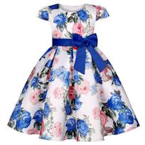 Vaikiška princesė suknelė Retro Print Dress Festival Host vaikiška suknelė 100 mėlyna