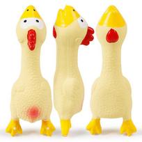 Lateksinis naminis šuo, rėkiantis vištienos anties žaislas squeaker Linksmas garsas, guminis, treniruojamas, žaidžiantis žaislas 17x5cm geltona