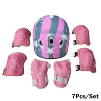 Durable And Safe 7Pcs/Set Kids Roller Skating Bicycle Helmet Knee Wrist Guard Elbow Pad Set For Children Cycling Sports Protective Guard Gear Set