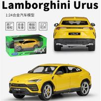 1/24 skalės Welly Lamborghini URUS lydinio automobilio modelis, metalinės žaislinės transporto priemonės Automobilių modeliai Aukštos modeliavimo kolekcijos Dovanos vaikams 1/24-19.5x7.8x6.4cm geltona
