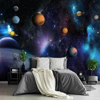 Kids Planet Meno kūriniai Galaktikos Saulės sistemos Sienų meno kūriniai Žvaigždėto nakties dangaus Lubų Sienų popierius Visata Svetainei Miegamajam Tapetai 200 cm(W) x 140 cm(H)