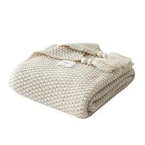 Išmeta antklodė antklodė su kutais Knit Plaid Super Soft Bohemia, skirta lovos sofos užvalkalui lovatiesės dekoro antklodės 70x100cm smėlis