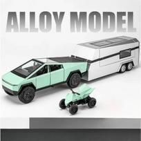 1/32 Tesla Priekaba RV Lydinio Automobilio Modelis Stalo Rinkinys Vaikų Žaislai Die Cast Kolekcinis Automobilio Modelis Žaislai žalia
