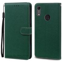 Dėklas Huawei Y6 2019 Odinis atverčiamas piniginės tipo dėklas Coque Huawei Y6 Prime 2019 MRD-LX1 Atverčiamas dėklas Huawei Y6S Viršelis Fundas Y6 2019 tamsiai žalia spalva