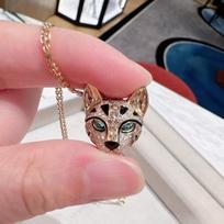 Žaliaakė Katė Leopardo Karoliai Inkrustuoti Deimantais Miela Lengva Prabanga Aukštos Klasės Katės Raktikaulio Grandinėlė 925 Silver