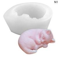 Sleeping Cat Silicone Molds, Cat Animal Craft Art, Resin Soap, Chocolate Cake Baking Molds, Fondant Kitten Molds 2