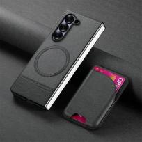 2 viename magnetinis kortelių dėklas odinis viršelis Samsung Z Fold 7 Fold6 Fold5 Fold4 Fold3 Magsafe smūgiams atsparus matinis dėklas Funda Galaxy Z Fold4 juoda