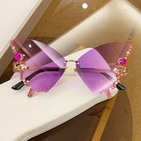 Diamond Butterfly Akiniai nuo saulės Moteriški vintažiniai be apvado negabaritinių kačių akių gradiento akiniai nuo saulės Moteriški akiniai violetinė